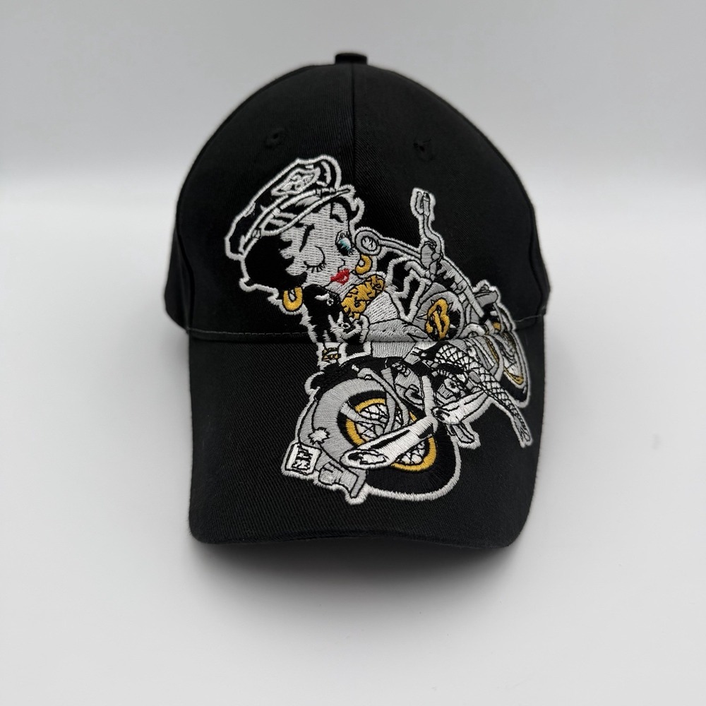 Vintage Betty Boop rare 2002 embroidered hat black motorcycle dad cap streetwear